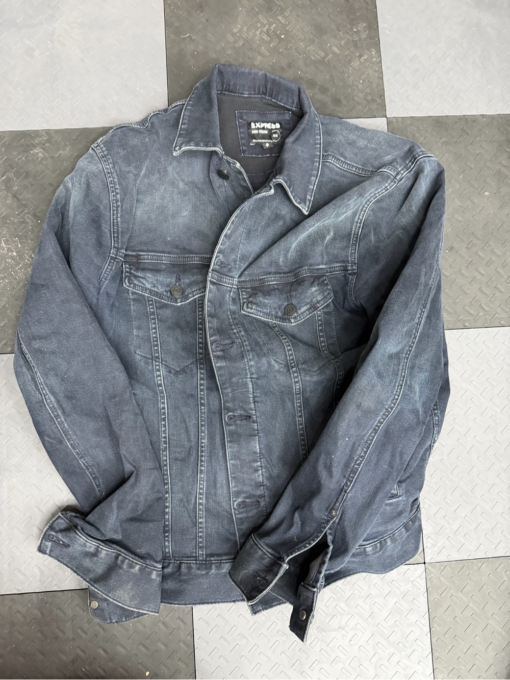 Express Men's Washed Black Denim Jacket